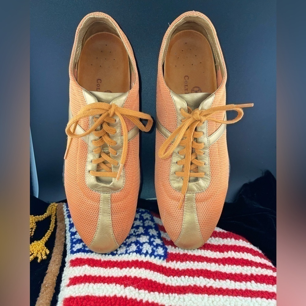 Cole Haan Womens Sneakers Shoes Orange Gold D18741 Low Top Lace Up Mesh 8 B﻿﻿﻿﻿﻿ - Picture 10 of 10